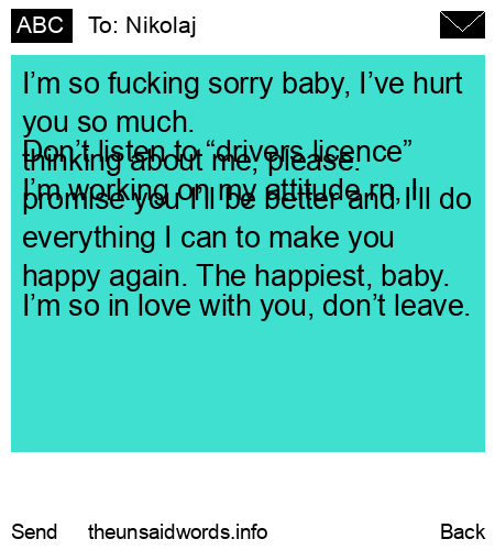 unsent message to Nikolaj