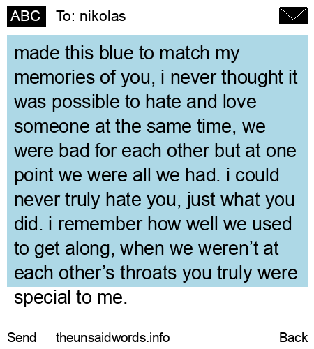 unsent message to nikolas