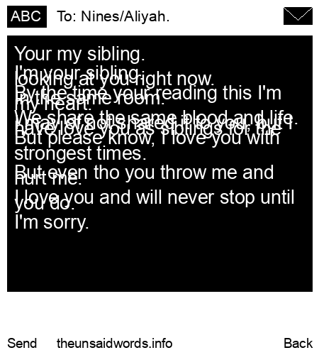 unsent message to Nines/Aliyah.