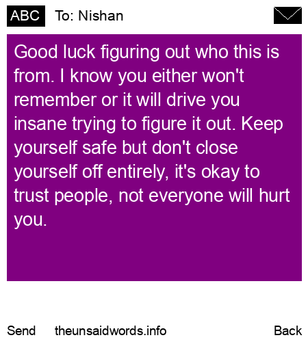 unsent message to Nishan