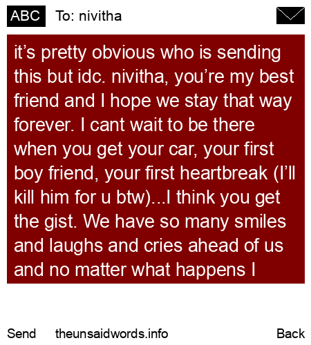 unsent message to nivitha