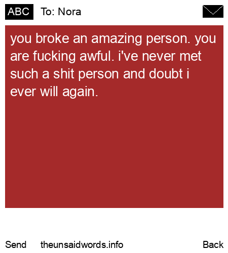 unsent message to Nora