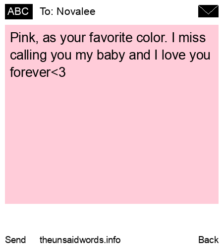 unsent message to Novalee