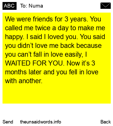 unsent message to Numa