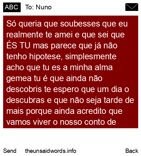 unsent message to Nuno