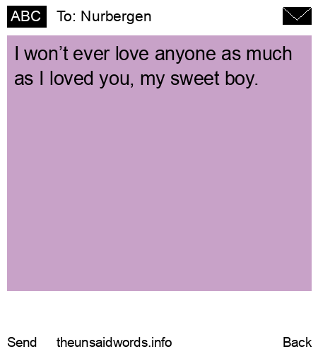 unsent message to Nurbergen