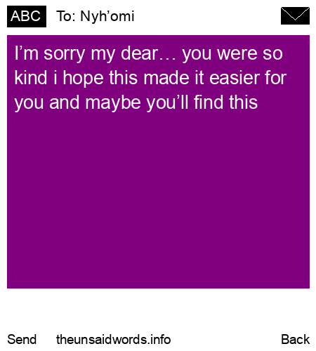 unsent message to Nyh’omi