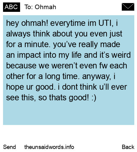unsent message to Ohmah