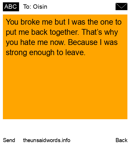 unsent message to Oisin