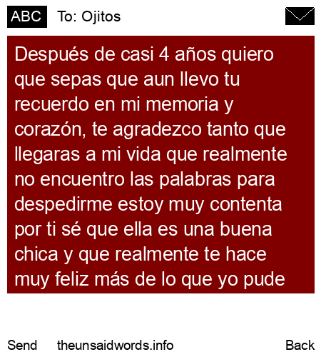 unsent message to Ojitos