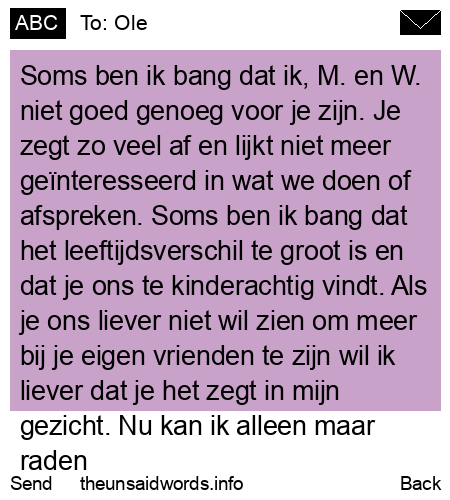unsent message to Ole