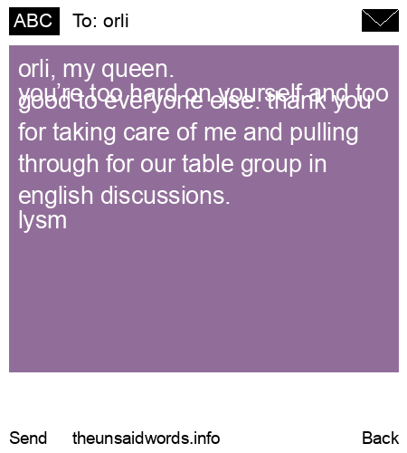 unsent message to orli