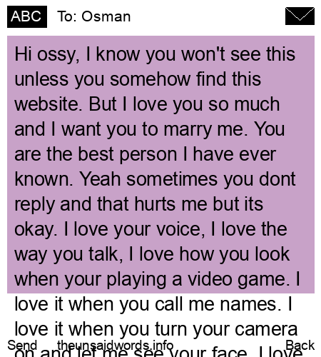 unsent message to Osman