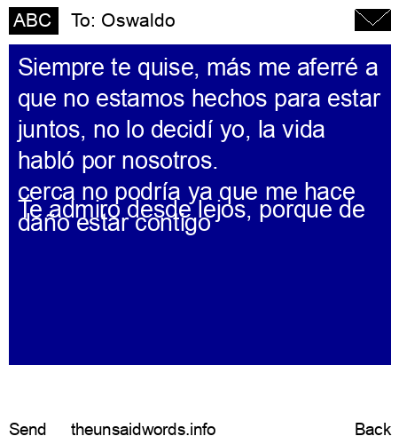 unsent message to Oswaldo