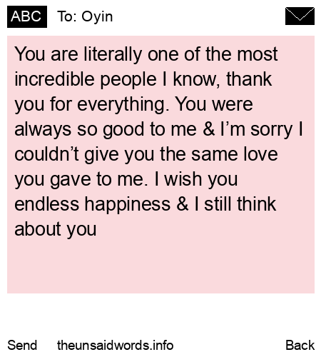 unsent message to Oyin