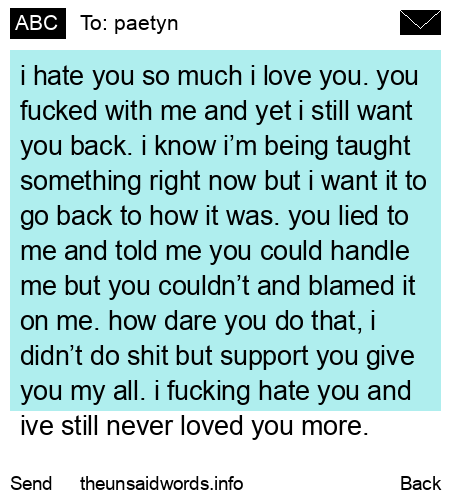 unsent message to paetyn