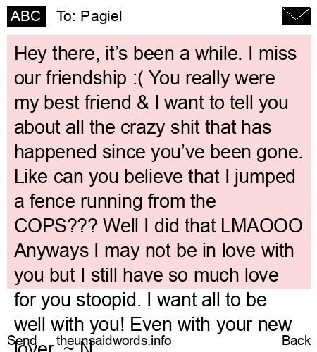 unsent message to Pagiel