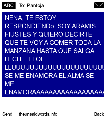 unsent message to Pantoja