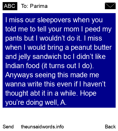 unsent message to Parima