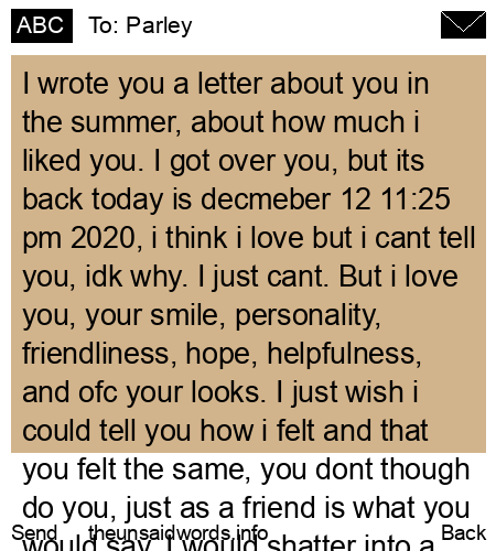 unsent message to Parley