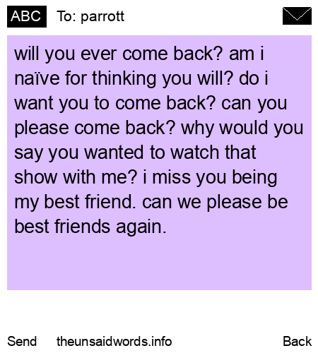 unsent message to parrott