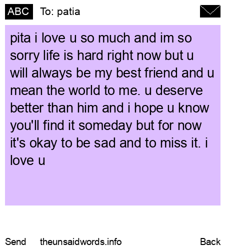 unsent message to patia