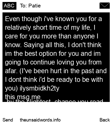 unsent message to Patie