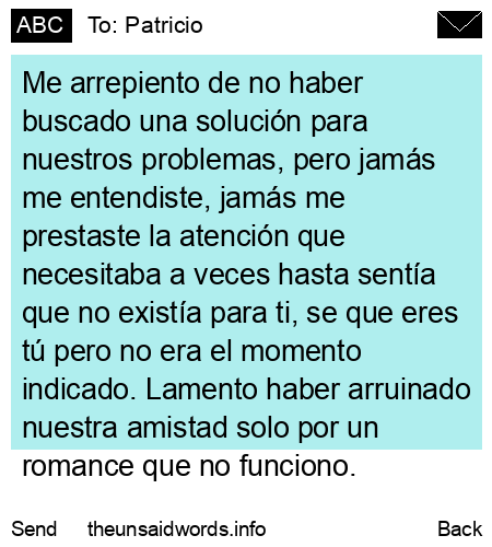 unsent message to Patricio