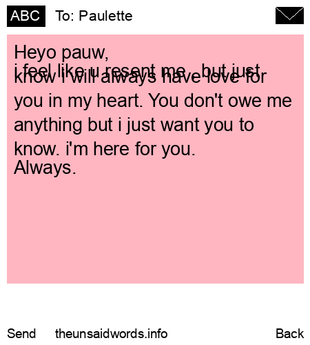 unsent message to Paulette