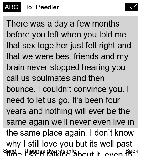 unsent message to Peedler