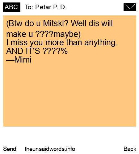 unsent message to Petar P. D.