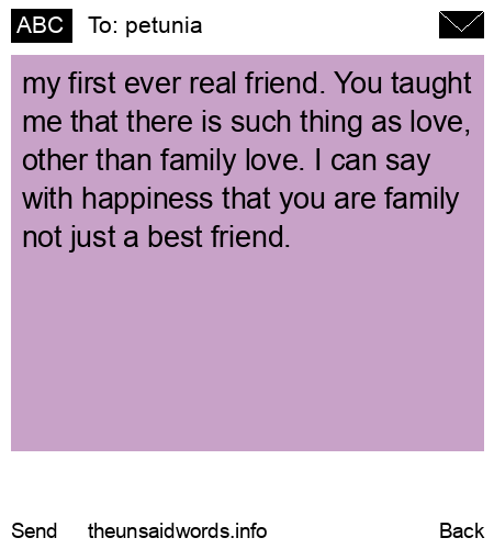 unsent message to petunia