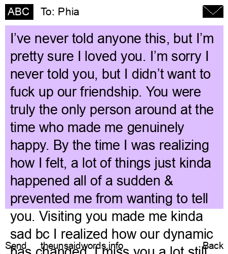 unsent message to Phia