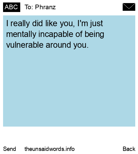 unsent message to Phranz