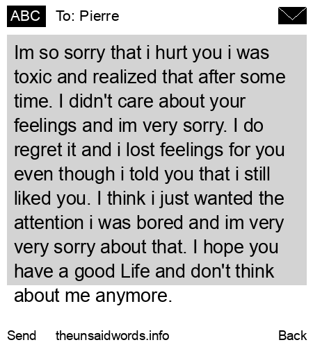 unsent message to Pierre