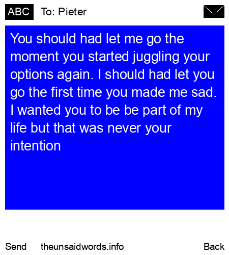 unsent message to Pieter