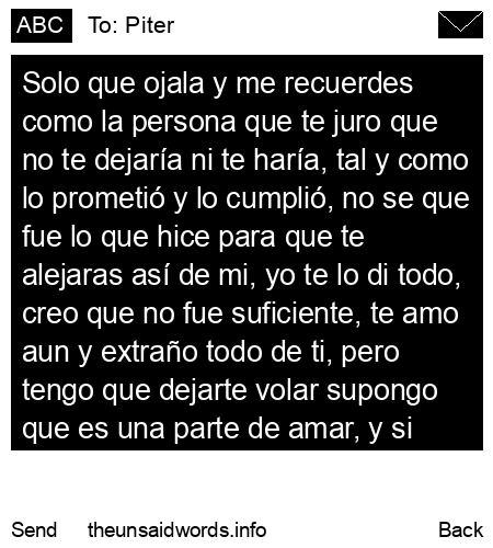 unsent message to Piter