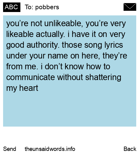 unsent message to pobbers