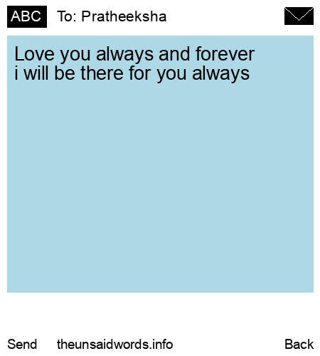 unsent message to Pratheeksha