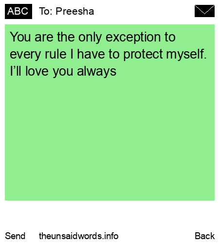 unsent message to Preesha