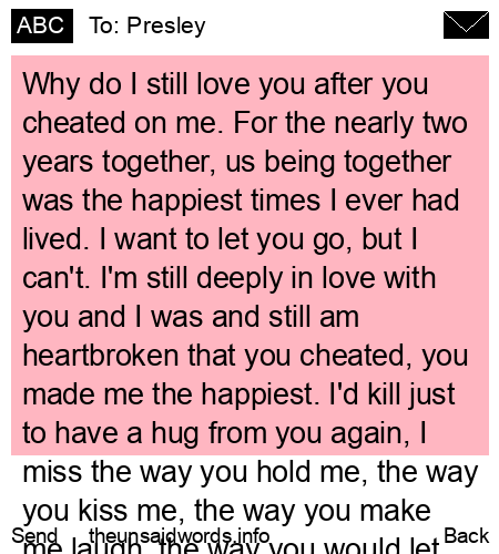 unsent message to Presley