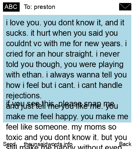unsent message to preston