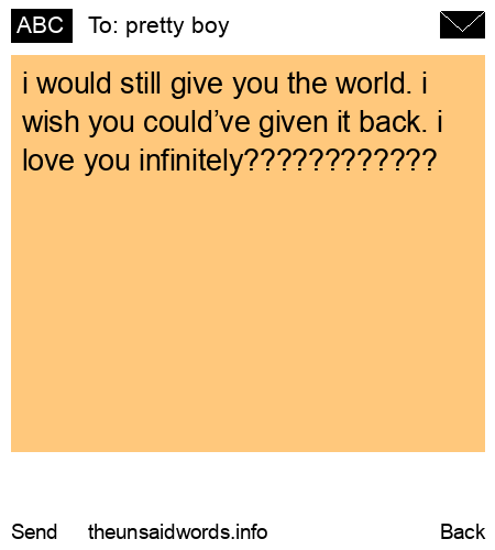 unsent message to pretty boy