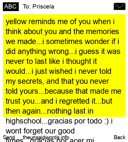 unsent message to Priscela