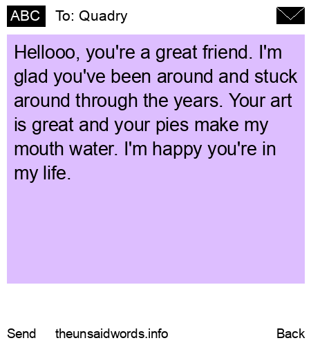 unsent message to Quadry