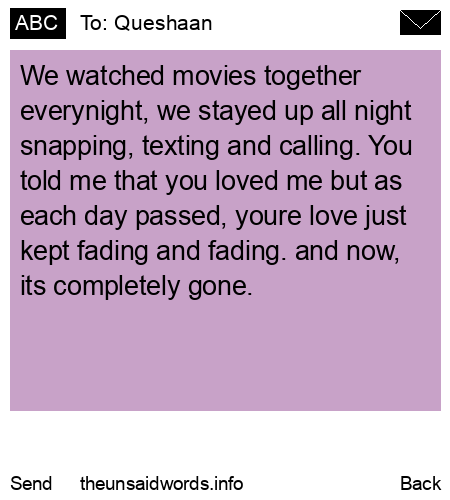 unsent message to Queshaan