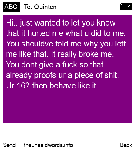 unsent message to Quinten