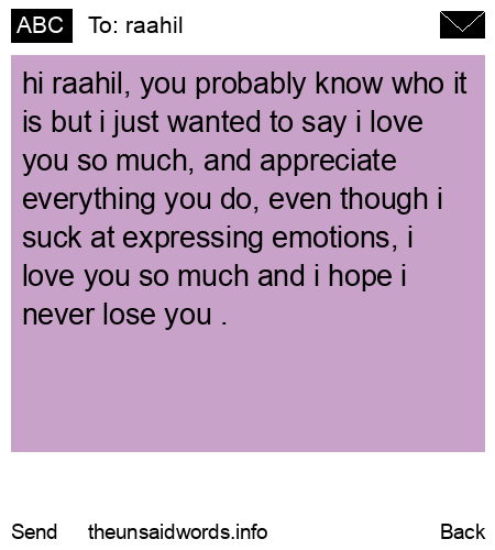 unsent message to raahil