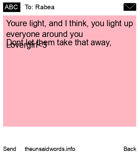 unsent message to Rabea