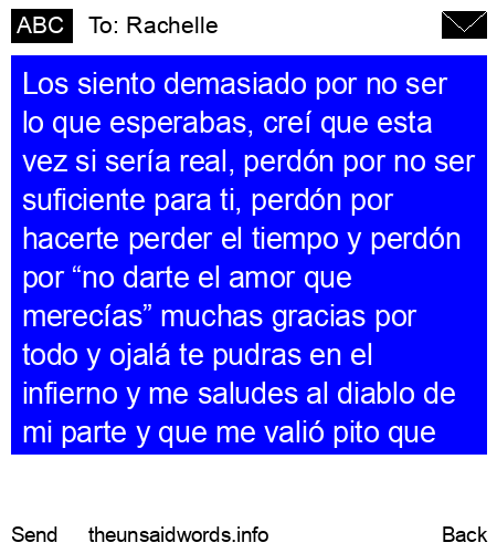 unsent message to Rachelle